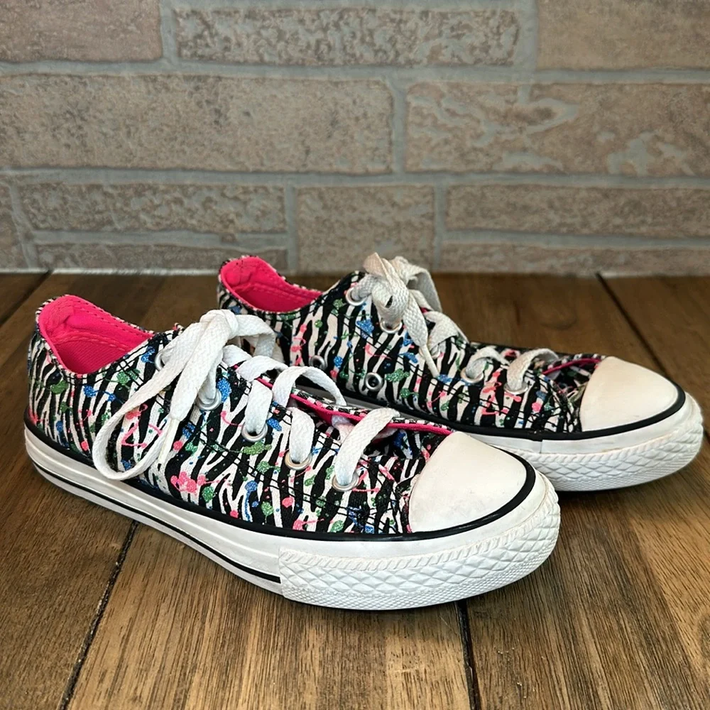 Converse Chuck Taylor Paint Splatter Glitter Zebra All Star Junior's Ox Low Top